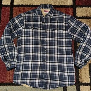 Mens Wrangler Blue Plaid‎ Sherpa Lined jacket
